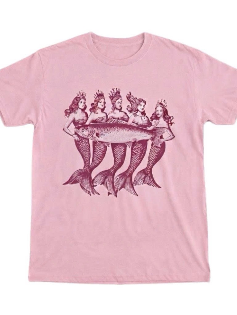 Pink Mermaid Quartet Fish Graphic Gildan Shirt